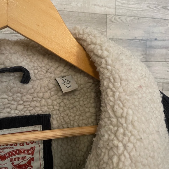 Levi's Classic Corduroy Sherpa-Lined Trucker Jacket Men Size XL Navy Blue - Picture 5 of 11